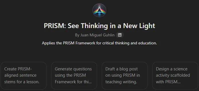 MGpt PRISM Framework or Scaffold for Thinking EduSky