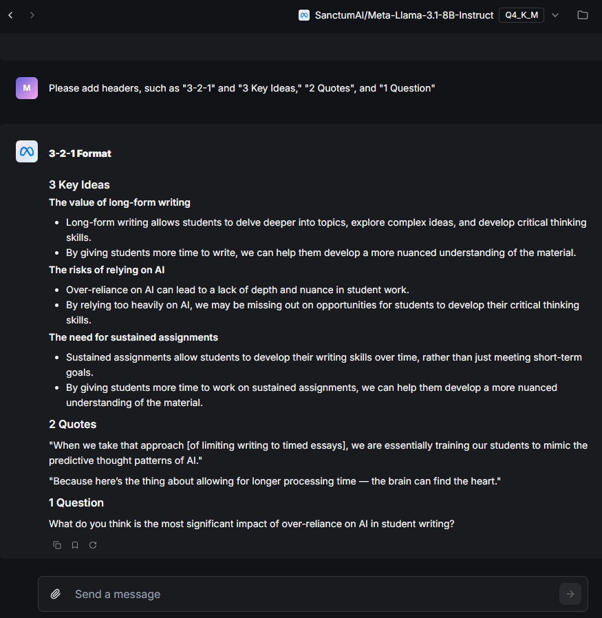 Comparing AI Models and a 3-2-1 on AI Writing EduSky