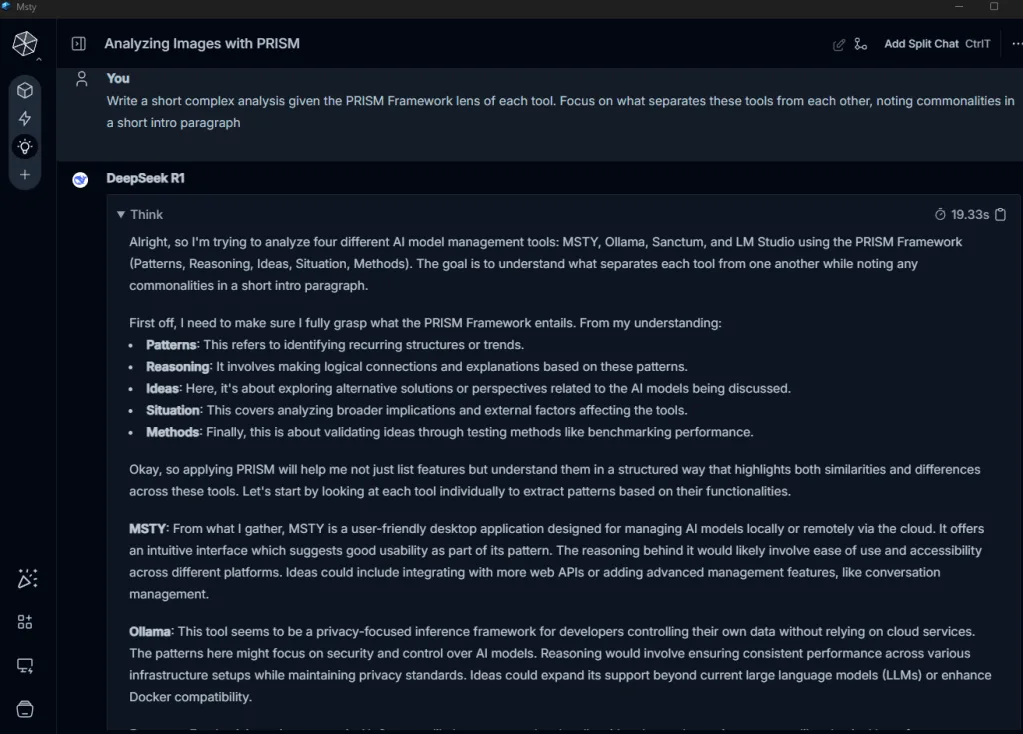 PRISM Framework Custom Instructions on Msty with DeepSeek