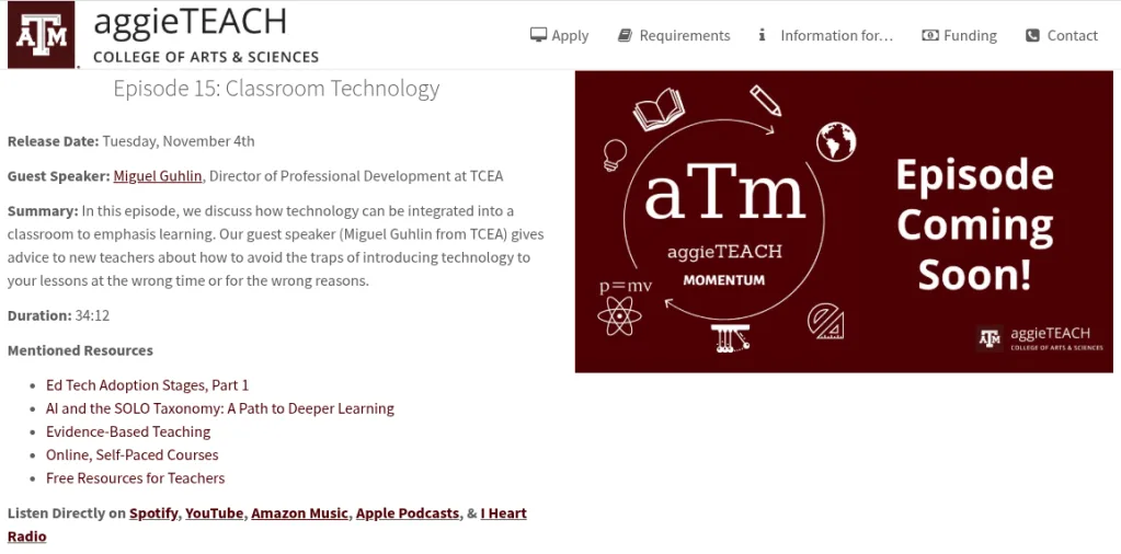 Upcoming aggieTEACH Podcast: Classroom Technology