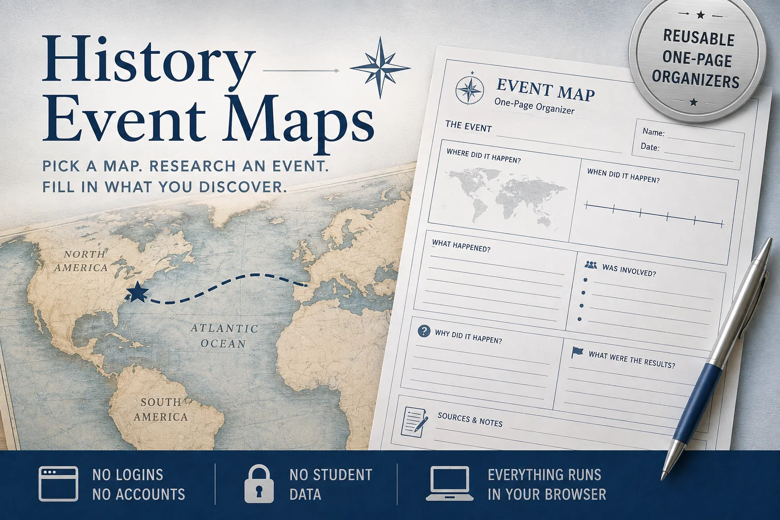 Organize Historical Events with Printable Event Maps