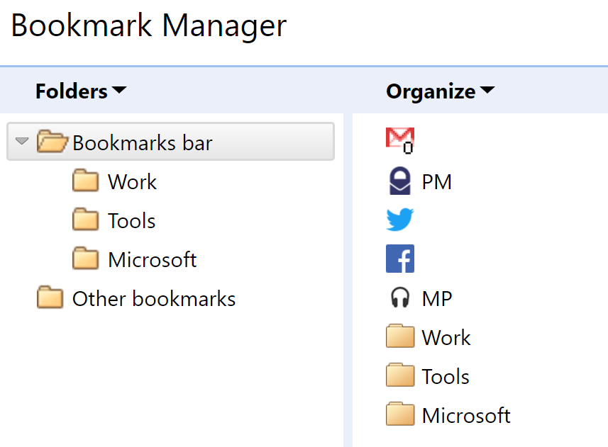bookmark menu