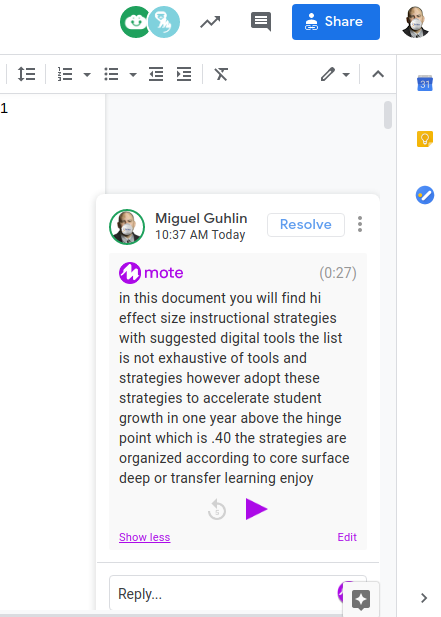 spoken feedback
