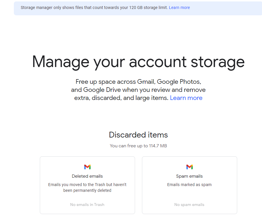manage your account storage
