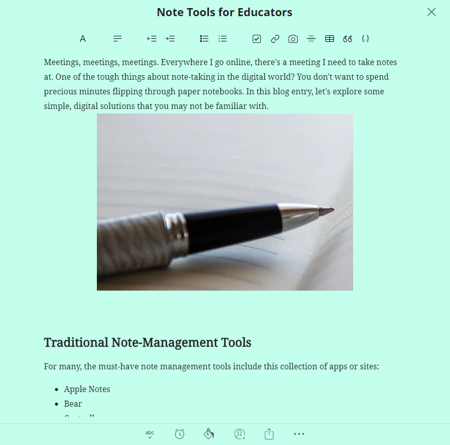 note tools