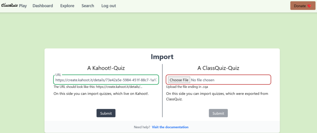 Kahoot Import to Classquiz