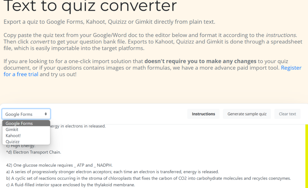 Text to Quiz Converter