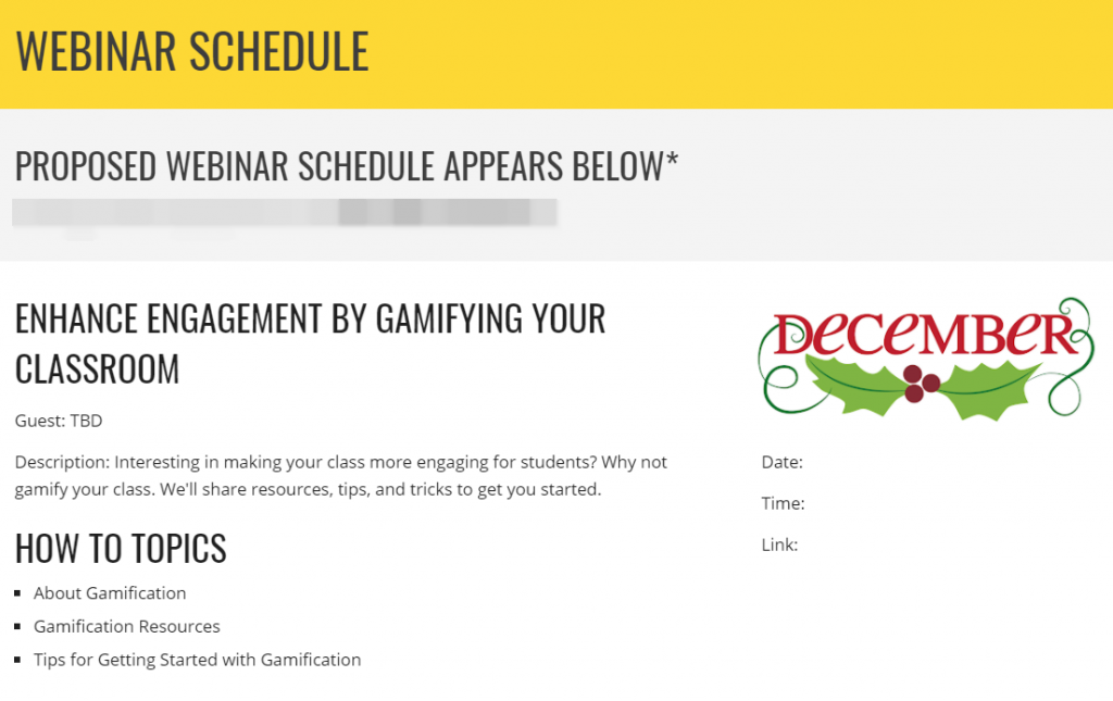 webinar schedule