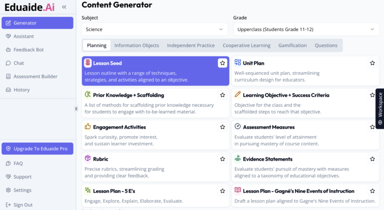Eduaide Dashboard